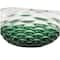 18" Handmade Green Ombre Abstract Wavy Glass Bowl with Bubble Texturing
